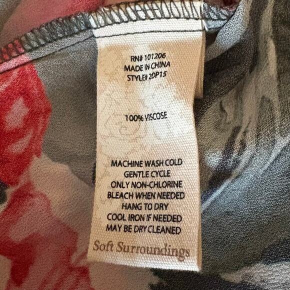 SOFT SURROUNDINGS Asymmetrical Floral Dress Sz S Coastal Grandma Elegant Picnic - Picture 4 of 8